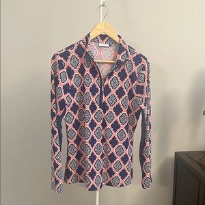 Cabana Life Navy and Pink Geometric Swim Coverup